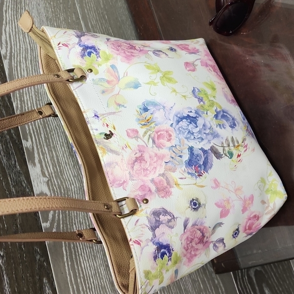 Elliott lucca limited edition floral hand bag tote with zipper top - Picture 9 of 17